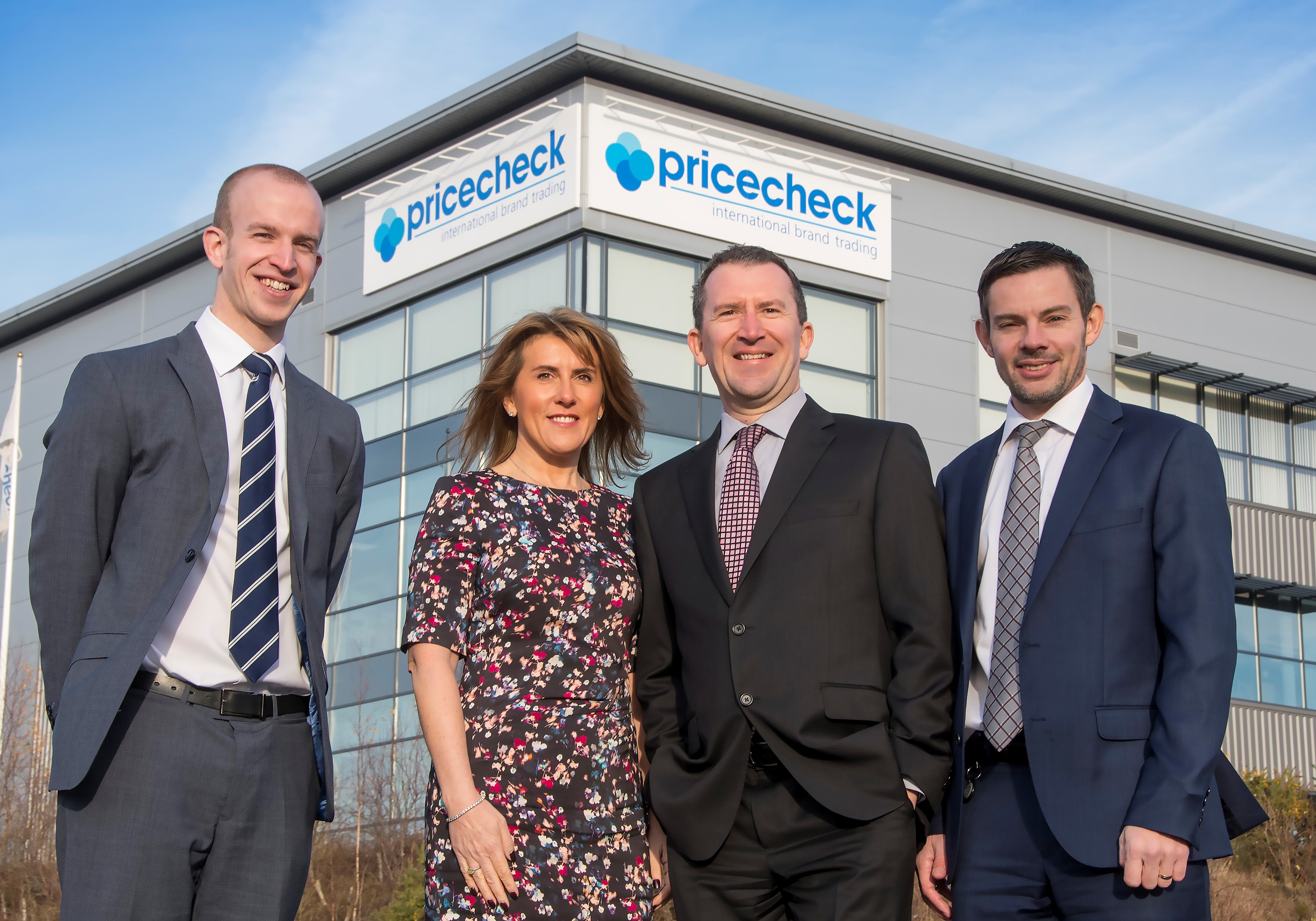 Mark Lythe, joint managing director at Pricecheck; Lee Walker, finance director at Pricecheck; Mark Butterworth, relationship director at Lloyds Bank; Debbie Harrison, joint managing director at Pricecheck